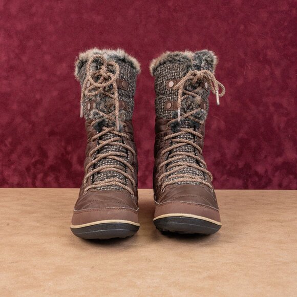 Columbia Women Heavenly Omni heat Fabric Brown Waterproof Winter Boots sz 8 - Picture 3 of 8